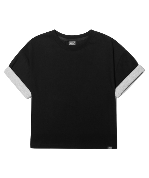 PEID(ペイド)の「PDベーシックロールアップクロップ半袖Tシャツブラック(Tシャツ/カットソー・メンズ・ブラック・1/2/3)」の3枚目の写真