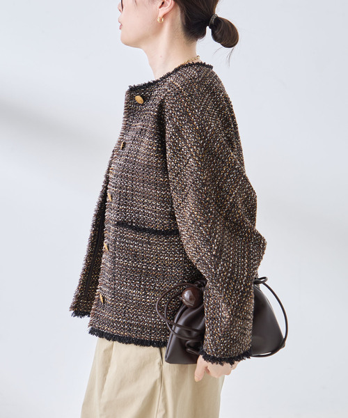 journal standard L'essage(ジャーナルスタンダードレサージュ)の「GIOLICA TWEED ドルマンジャケット(その他アウター・レディース・ベージュ/ブラウン・FREE)」の12枚目の写真