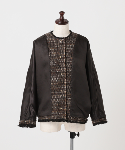 journal standard L'essage(ジャーナルスタンダードレサージュ)の「GIOLICA TWEED ドルマンジャケット(その他アウター・レディース・ベージュ/ブラウン・FREE)」の4枚目の写真