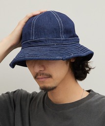 ALL RUNS（オールランズ）の「USタイプ DENIM ファティ―グ ハット デニムハット ミリタリーハット バケットハット ウォッシュ加工 シンプル 無地 つば付き ミリタリー ストリート カジュアル メンズ レディース 2026年 夏 夏服（ハット）」