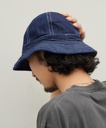 ALL RUNS（オールランズ）の「USタイプ DENIM ファティーグ ハット デニムハット ミリタリーハット バケットハット ウォッシュ加工 シンプル 無地 つば付き ミリタリー ストリート カジュアル メンズ レディース 2026年 夏 夏服（ハット）」