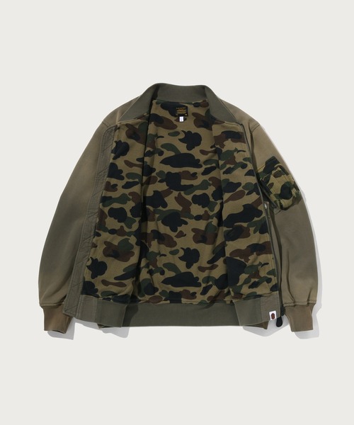 A BATHING APE(アベイシングエイプ)の「BAPE SWEAT BOMBER JACKET(ミリタリージャケット・メンズ・ネイビー/オリーブ・MEDIUM/X-LARGE/LARGE/XX-LARGE/SMALL)」の10枚目の写真
