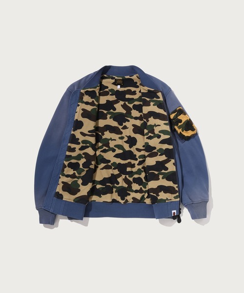 A BATHING APE(アベイシングエイプ)の「BAPE SWEAT BOMBER JACKET(ミリタリージャケット・メンズ・ネイビー/オリーブ・MEDIUM/X-LARGE/LARGE/XX-LARGE/SMALL)」の11枚目の写真