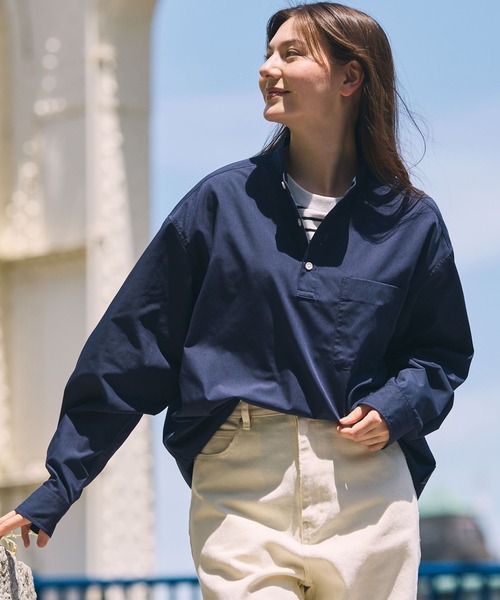 THE CRAFT CREW PRODUCTS(ザクラフトクループロダクツ)の「【MULTI FUNCTIONALシリーズ】オーバーサイズ バンドカラー 長袖プルオーバーシャツ / 抗菌防臭・イージーケア【THE CRAFT CREW PRODUCTS】(シャツ/ブラウス・メンズ・チャコール/オフホワイト/ダークネイビー/サックスブルー/ダークオリーブ・S/M/L)」の5枚目の写真