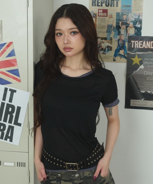dispark(ディスパーク)の「DISPARK/オーバーロックレイヤードT(Tシャツ/カットソー・レディース・グリーン/グレー/ブラック・FREE)」の20枚目の写真