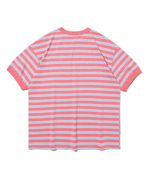 TAILOR STUDIO(テーラースタジオ)の「ミニマルロゴストライプ半袖Tシャツ(ピンク)(Tシャツ/カットソー・レディース・その他・FREE)」の2枚目の写真