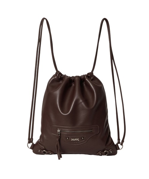 X-girl(エックスガール)の「FAUX LEATHER UTILITY KNAPSACK(バックパック/リュック・レディース・ブラック/ブラウン・ONE SIZE)」の11枚目の写真
