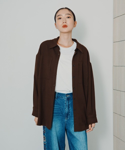 LEPSIM（レプシィム）の「ピリング長袖シャツ　1049482（シャツ/ブラウス・レディース・ブラウン/チャコールグレー/アイボリー・FREE/SHORT）」の3枚目の写真