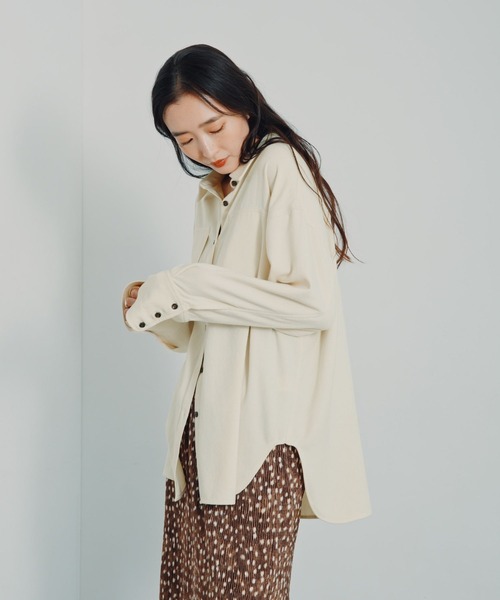 LEPSIM（レプシィム）の「ピリング長袖シャツ　1049482（シャツ/ブラウス・レディース・ブラウン/チャコールグレー/アイボリー・FREE/SHORT）」の5枚目の写真