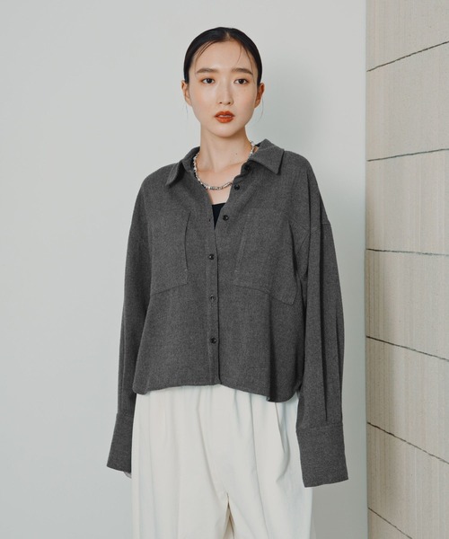 LEPSIM（レプシィム）の「ピリング長袖シャツ　1049482（シャツ/ブラウス・レディース・ブラウン/チャコールグレー/アイボリー・FREE/SHORT）」の10枚目の写真