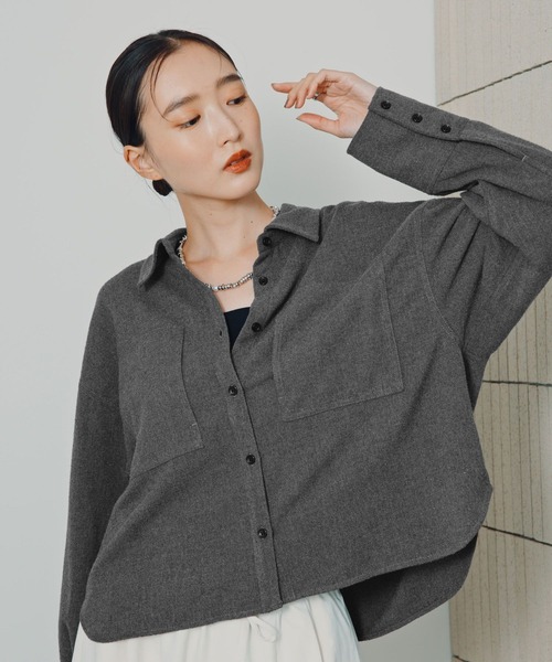 LEPSIM（レプシィム）の「ピリング長袖シャツ　1049482（シャツ/ブラウス・レディース・ブラウン/チャコールグレー/アイボリー・FREE/SHORT）」の11枚目の写真