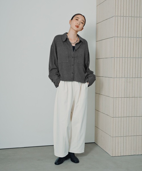 LEPSIM（レプシィム）の「ピリング長袖シャツ　1049482（シャツ/ブラウス・レディース・ブラウン/チャコールグレー/アイボリー・FREE/SHORT）」の13枚目の写真