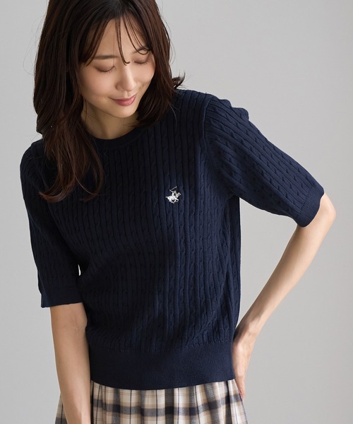 BEVERLY HILLS POLO CLUB（ビバリーヒルズポロクラブ）の「【BEVERLY HILLS POLO CLUB別注】ケーブルニットプルオーバー（ニット/セーター・レディース・ライトグレー/ネイビー/レッド/キナリ・FREE）」の20枚目の写真