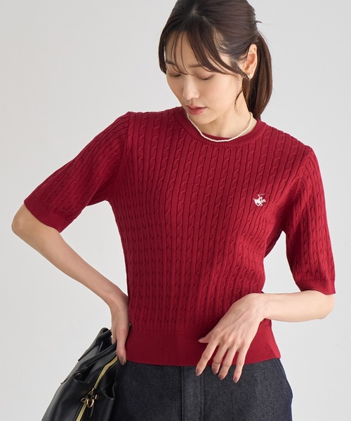 BEVERLY HILLS POLO CLUB（ビバリーヒルズポロクラブ）の「【BEVERLY HILLS POLO CLUB別注】ケーブルニットプルオーバー（ニット/セーター・レディース・ライトグレー/ネイビー/レッド/キナリ・FREE）」の16枚目の写真