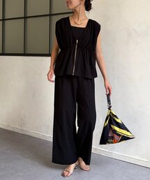 Chez toi | 【選べるセットアップ】ギャザーペプラムベスト×スカートorパンツSET(ワンピース)