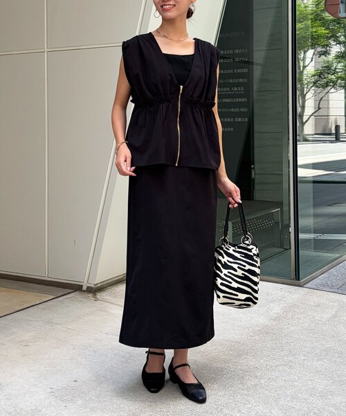 Chez toi(シェトワ)の「【選べるセットアップ】ギャザーペプラムベスト×ボトムスSET(ワンピース・レディース・ブラウン系その他/ブラック系その他/モカ/ブラック・FREE)」の5枚目の写真