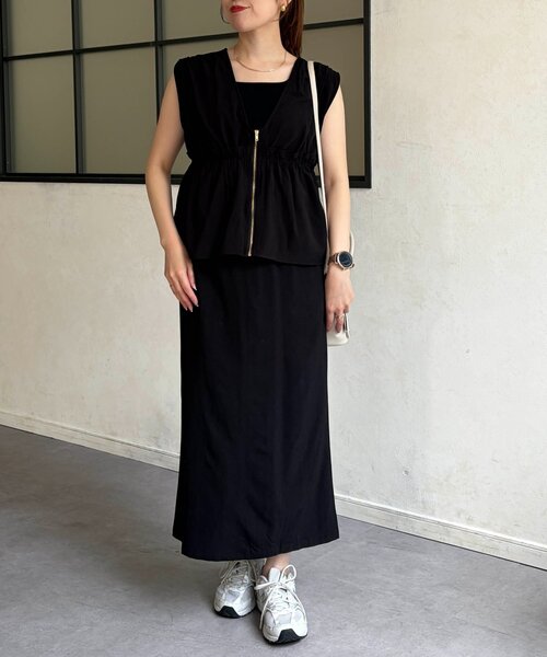 Chez toi(シェトワ)の「【選べるセットアップ】ギャザーペプラムベスト×ボトムスSET(ワンピース・レディース・ブラウン系その他/ブラック系その他/モカ/ブラック・FREE)」の6枚目の写真