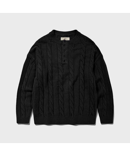 KANEITEI(カネイテイ)の「WASHABLE WARM TOUCH HENLEY KNIT (BLACK)(ニット/セーター・レディース・ブラック・MEDIUM/LARGE/X-LARGE)」の1枚目の写真
