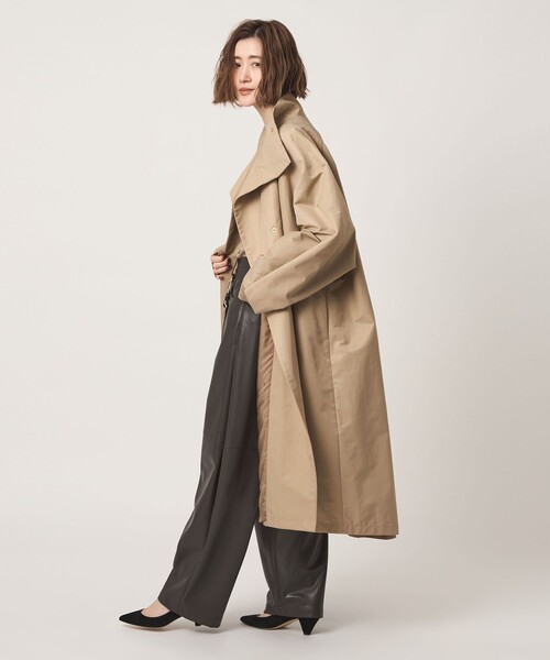conte（コンテ）の「＜conte＞スタンドカラー ロングコート（その他アウター・レディース・ブラック/ベージュ・FREE）」の6枚目の写真