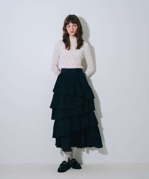 SELFIST(セルフィスト)の「レースハイネックカットソー(Tシャツ/カットソー・レディース・ブラック/アイボリー・フリー)」の3枚目の写真
