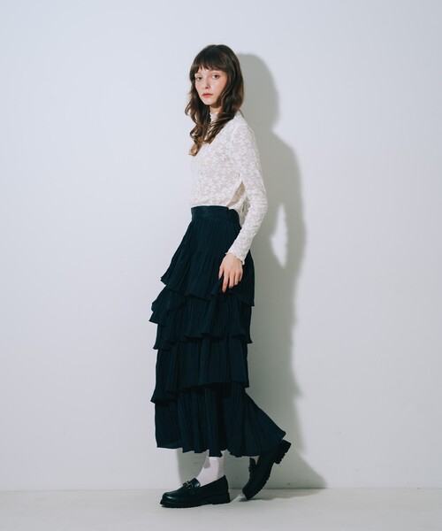 SELFIST(セルフィスト)の「レースハイネックカットソー(Tシャツ/カットソー・レディース・ブラック/アイボリー・フリー)」の4枚目の写真