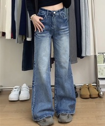 【 MEMECLE / メメクル 】ヴィンテージウォッシュフレアデニムパンツ