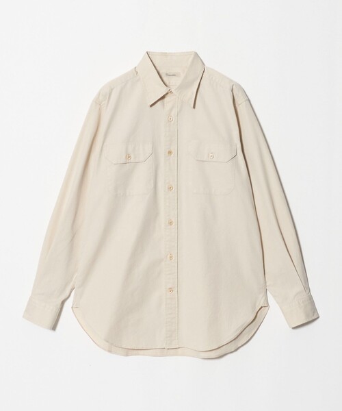 Camoshita(カモシタ)の「<Camoshita>コットン ツイル レギュラーカラー シャツ(シャツ/ブラウス・メンズ・オフホワイト/モカ・L/M)」の1枚目の写真