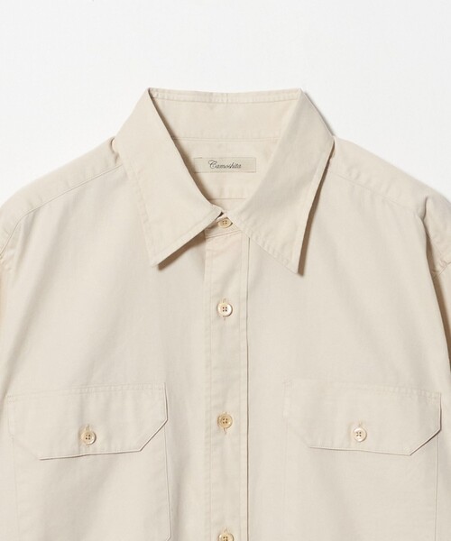 Camoshita(カモシタ)の「<Camoshita>コットン ツイル レギュラーカラー シャツ(シャツ/ブラウス・メンズ・オフホワイト/モカ・L/M)」の9枚目の写真