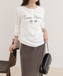 ヘンリーネックグラフィックロンTシャツ