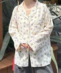 【セットアップで着られる】花柄パジャマゆるシャツ