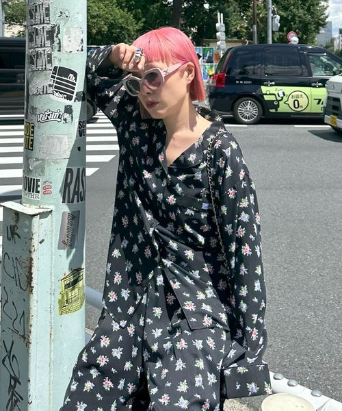 Alley Tokyo（アリートーキョー）の「【セットアップで着られる】花柄パジャマゆるシャツ（シャツ/ブラウス・レディース・オフホワイト/ブラック・FREE）」の19枚目の写真