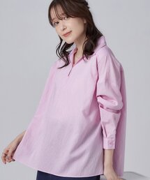 【洗濯機可】インせず決まるAライン ストライプスキッパーシャツ