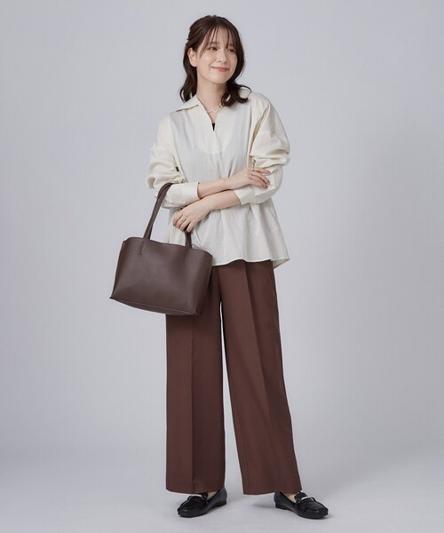 SHOO・LA・RUE(シューラルー)の「【洗濯機可】インせず決まるAライン ストライプスキッパーシャツ(シャツ/ブラウス・レディース・ブルー系7/ピンク系7/チャコール/ホワイト系5・00)」の7枚目の写真
