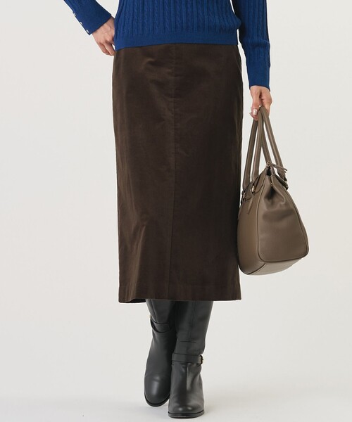 J.PRESS Ladies(J.プレス レディス)の「【WEB限定カラーあり】AIR DUROY LIGHT スカート(スカート・レディース・ネイビー系/ダークブラウン系/ベージュ系/グレー系・XS/S)」の1枚目の写真