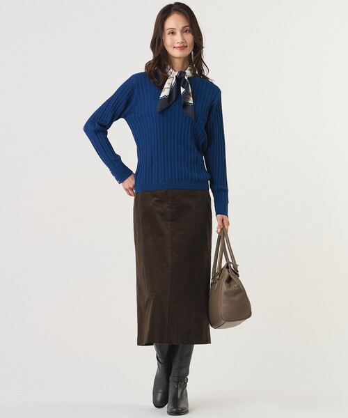 J.PRESS Ladies(J.プレス レディス)の「【WEB限定カラーあり】AIR DUROY LIGHT スカート(スカート・レディース・ネイビー系/ダークブラウン系/ベージュ系/グレー系・XS/S)」の7枚目の写真