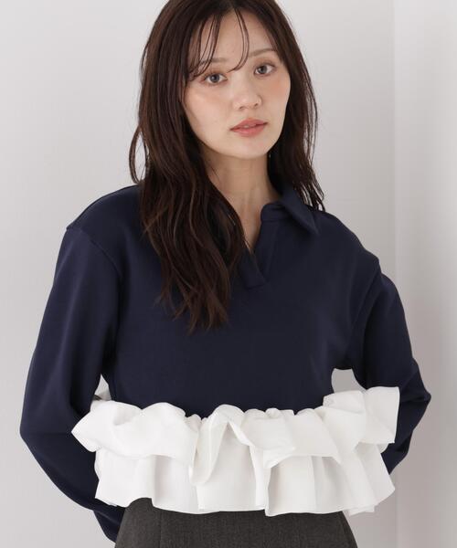 PROPORTION BODY DRESSING(プロポーションボディドレッシング)の「<a>ペプラム裏毛 / 1216260002(スウェット・レディース・グレー系その他/ネイビー・FREE)」の2枚目の写真