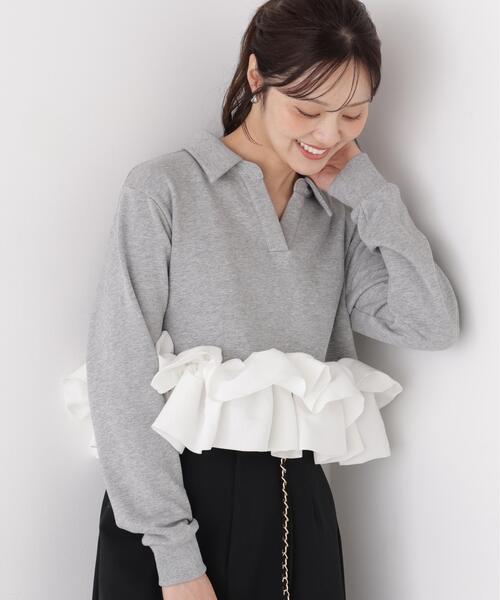 PROPORTION BODY DRESSING(プロポーションボディドレッシング)の「<a>ペプラム裏毛 / 1216260002(スウェット・レディース・グレー系その他/ネイビー・FREE)」の4枚目の写真