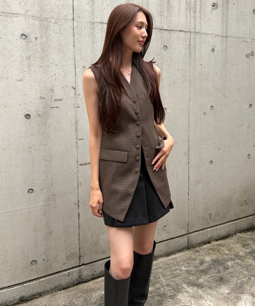 LE CIEL BLEU(ルシェルブルー)の「ガンクラブチェックフィッテッドベスト / Gunclub Check Fitted Vest(テーラードジャケット・レディース・マルチ・36)」の1枚目の写真