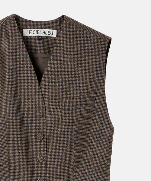 LE CIEL BLEU(ルシェルブルー)の「ガンクラブチェックフィッテッドベスト / Gunclub Check Fitted Vest(テーラードジャケット・レディース・マルチ・36)」の6枚目の写真