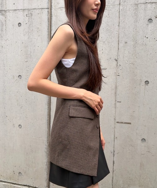 LE CIEL BLEU(ルシェルブルー)の「ガンクラブチェックフィッテッドベスト / Gunclub Check Fitted Vest(テーラードジャケット・レディース・マルチ・36)」の4枚目の写真