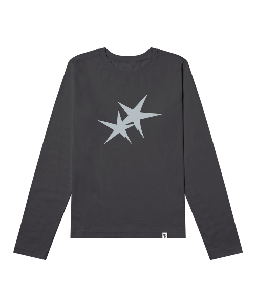 GRAVER ORDINARY（グレイバーオーディナリー）の「[ODNR UNISEックス]ツインズスター ロングスリーブ 長袖Tシャツ_チャコール（Tシャツ/カットソー・レディース・チャコール・MEDIUM/LARGE）」の14枚目の写真