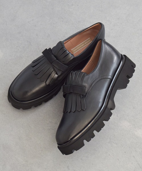 inter-chaussures(インターショシュール)の「【INTER-CHAUSSURES】リボンキルトタンクソールシューズ(I61607)(ローファー・レディース・ブラック系その他/ブラック・37/38)」の1枚目の写真
