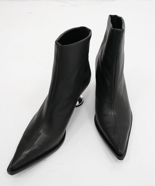 MANA（マナ）の「【MANA/マナ】 Heel Short Boots/メタルヒールショートブーツ（ブーツ・レディース・ブラック・40/39/38/37）」の8枚目の写真