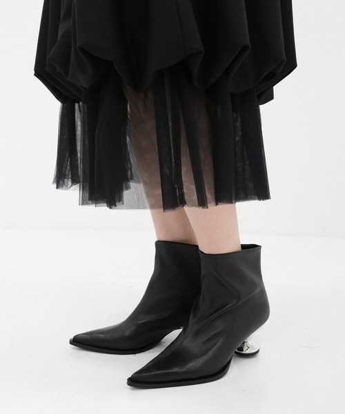 MANA（マナ）の「【MANA/マナ】 Heel Short Boots/メタルヒールショートブーツ（ブーツ・レディース・ブラック・40/39/38/37）」の10枚目の写真