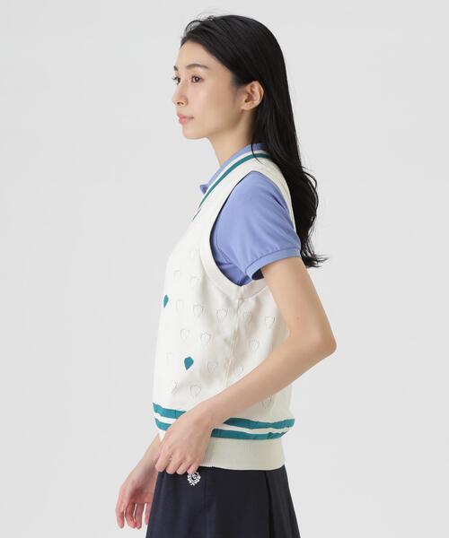 PEARLY GATES（パーリーゲイツ）の「【PEARLY GATES】リバーシブルVネックニットベスト ＜エンブレム総柄＞ (WOMENS)（ベスト・レディース・ホワイト系その他・LARGE/MEDIUM/SMALL）」の6枚目の写真