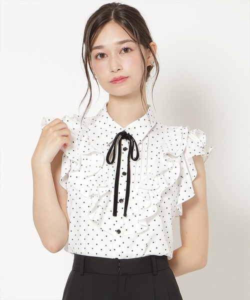 WILLSELECTION(ウィルセレクション)の「ラッフルフリルノースリーブブラウス(シャツ/ブラウス・レディース・ピンク/ホワイト系その他/ブラック系その他・FREE)」の2枚目の写真