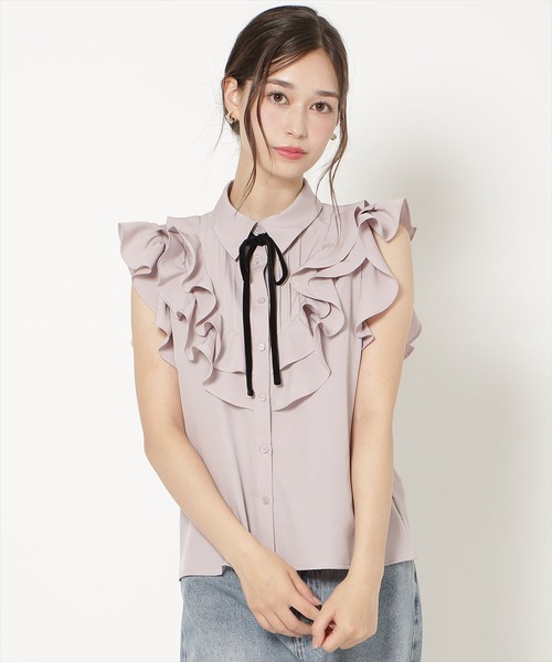 WILLSELECTION(ウィルセレクション)の「ラッフルフリルノースリーブブラウス(シャツ/ブラウス・レディース・ピンク/ホワイト系その他/ブラック系その他・FREE)」の1枚目の写真