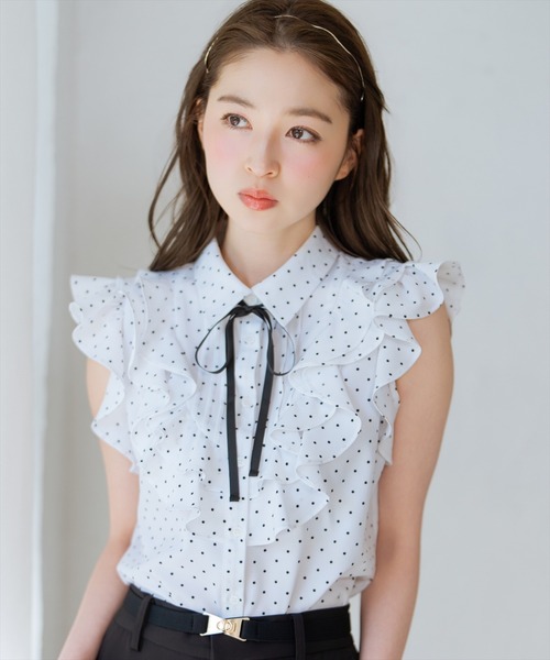 WILLSELECTION(ウィルセレクション)の「ラッフルフリルノースリーブブラウス(シャツ/ブラウス・レディース・ピンク/ホワイト系その他/ブラック系その他・FREE)」の16枚目の写真