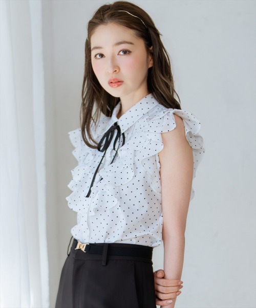 WILLSELECTION(ウィルセレクション)の「ラッフルフリルノースリーブブラウス(シャツ/ブラウス・レディース・ピンク/ホワイト系その他/ブラック系その他・FREE)」の17枚目の写真