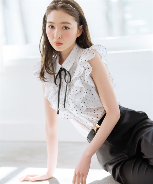 WILLSELECTION(ウィルセレクション)の「ラッフルフリルノースリーブブラウス(シャツ/ブラウス・レディース・ピンク/ホワイト系その他/ブラック系その他・FREE)」の19枚目の写真